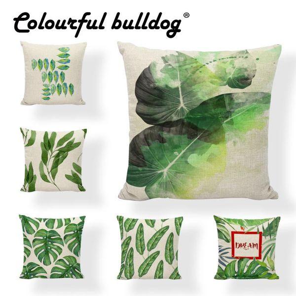 

throw pillow case leaves letter dream linen cotton 45*45cm square tropical plants kids gift spring party decorate cushion cover