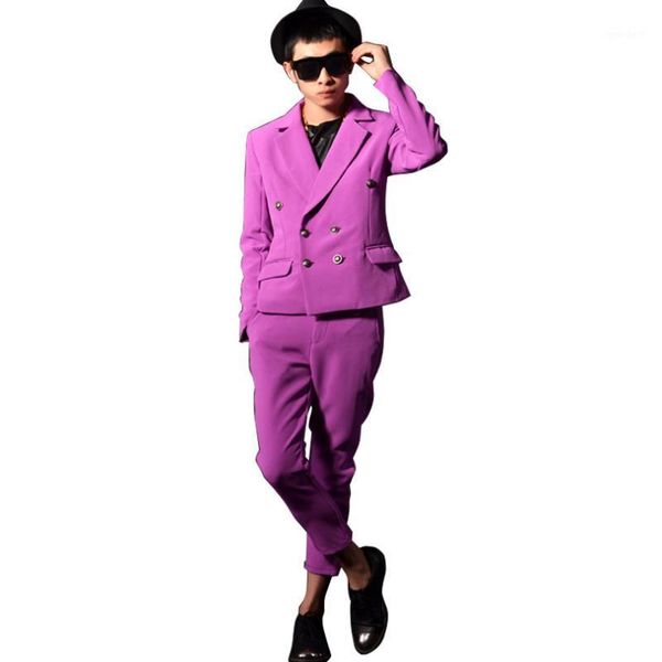 

men's suits & blazers custom purple male suit coat nightclub singer dj men stage costumes solid color fashion casual jacket1, White;black