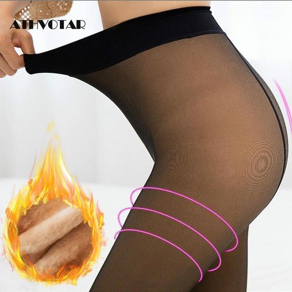 

athvotar thick leggings women solid color high elastic plus velvet warm leggings women winter fitness skinny slim fit leggins1, Black