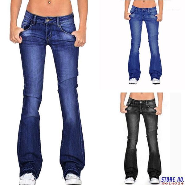 

women's jeans 2021 spring denim flare women high waist retro skinny wide leg trousers femme casual pants spodnie damskie1, Blue