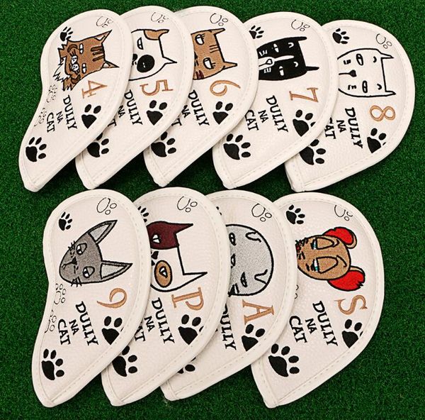 

new golf iron set, cue cap set, cartoon lazy hat protective sleeve, 9 pcs/set of four colors, oem customized high quality