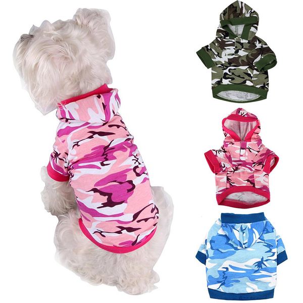 Vestuário do cão do cão do Natal Roupa dos biscoitos do animal de estimação Impresso T-shirt da camuflagem Capuz de camuflagem