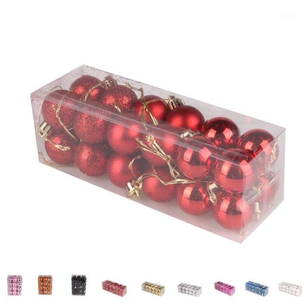

party decoration 24pcs 3cm christmas hanging balls ornaments plastic tree baubles decorations multi-color1