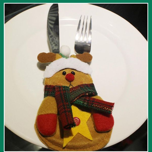 

1pc santa claus snowman reindeer table decor cutlery pocket fork knife tableware pouch christmas decoration for home wmtlue