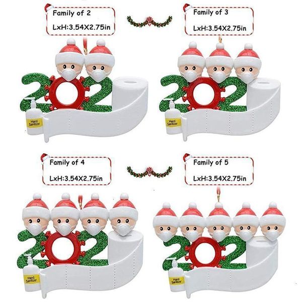 

quarantine christmas survivor gift ornaments family customized 2020 hang decoration snowman pendant with face mask hand hzjd