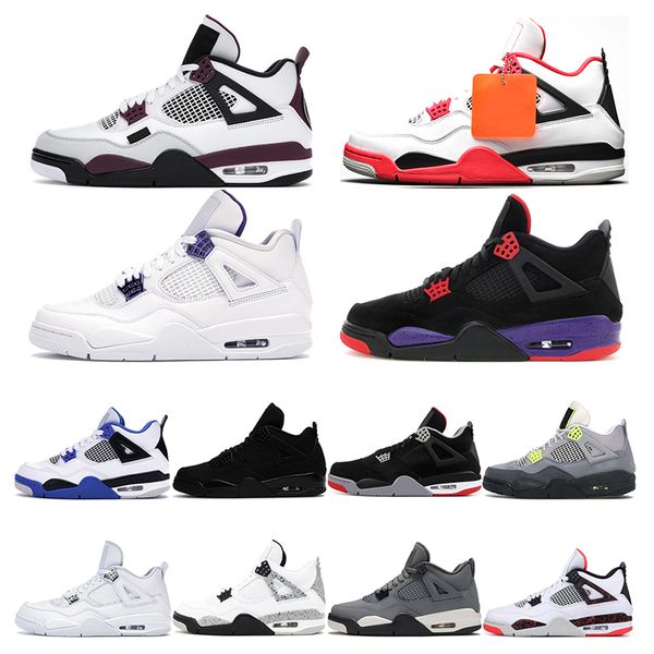 

mens trainers basketball shoes 4s jumpman 4 paris fired raptors neon cement black cat pure money sports sneakers