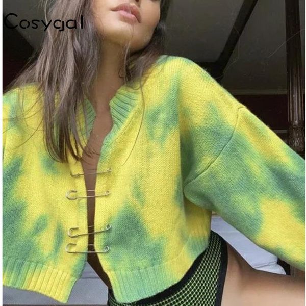 

cosygal print fashion knitted winter long sleeve buttons loose v neck cardigans crop casual streetwear blouse plus size, White