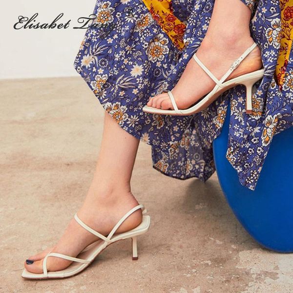 

elisabettang vintage square toe heel sandals narrow band high heel white high heels sandals for summer ladies shoes for party, Black