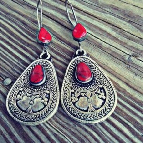 

dangle & chandelier bohemian big red earings silver vintage earrings for women jewelry wedding brincos statement boho accessories y2