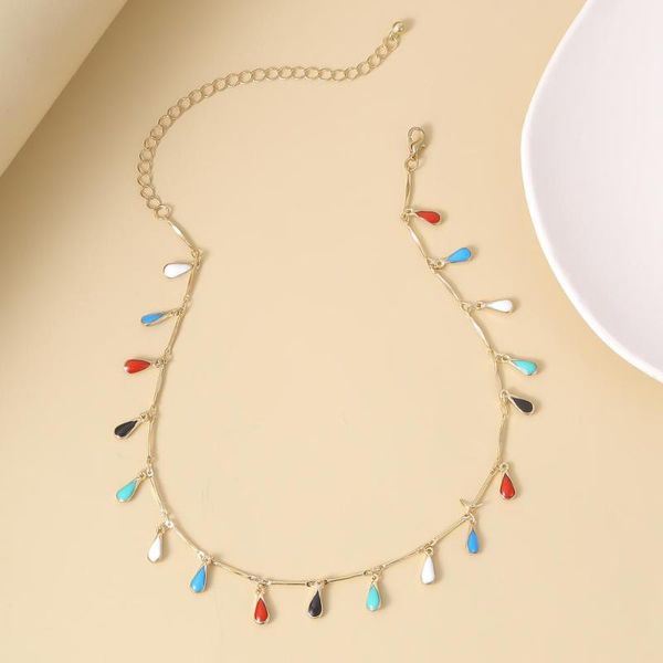 

collar luxury water drop rainbow nation retro pendant necklace for woman birthday valentine's day party gift collares, Silver