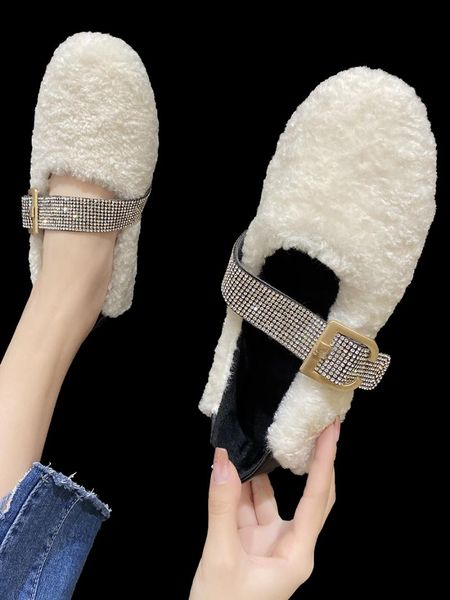 

moccasin shoes slip-on women female footwear autumn crystal white sneakers loafers fur shallow mouth round toe moccasins slip, Black