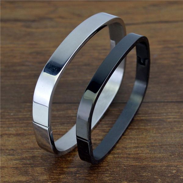 

bangle high polish square shape couple bracelets for women men gifts fashion black color stainless steel bangles inspirational jewelry