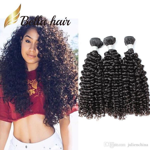 

100% grade 9a brazilian hair weft natural color curly human hair extensions 3pcs lot curly hair bundles julienchina bellahair ing, Black
