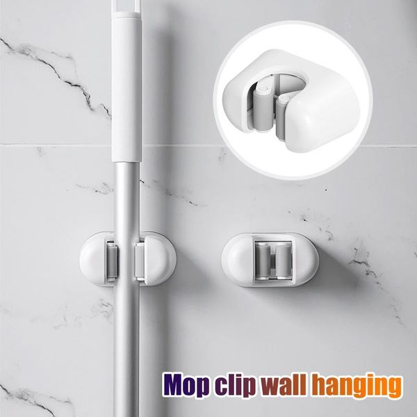 

hook no hole bathroom storage rack powerful clip wall hanging mop broom holder wall mounted mop household adhesive storage