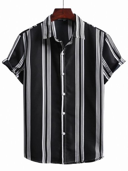 

men striped print shirt k6ga#, White;black