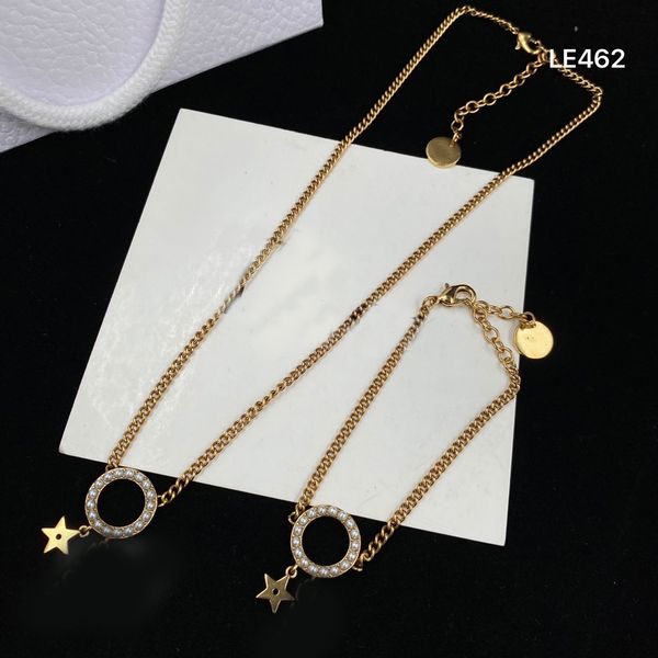

luxury designers jewelry women star necklace pearl pendant necklaces with chains fashion gold contort bracelets with box, Silver