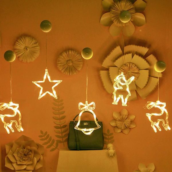 

christmas bell snowman star lights holiday window decor led sucker lights battery power christmas garland for home decor bell