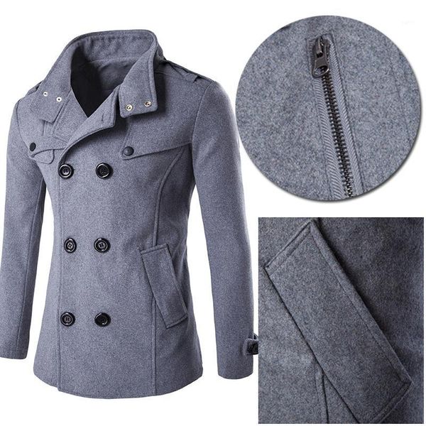 

new men's wool jacket coat long coat winter 1pcs fashion1, Black