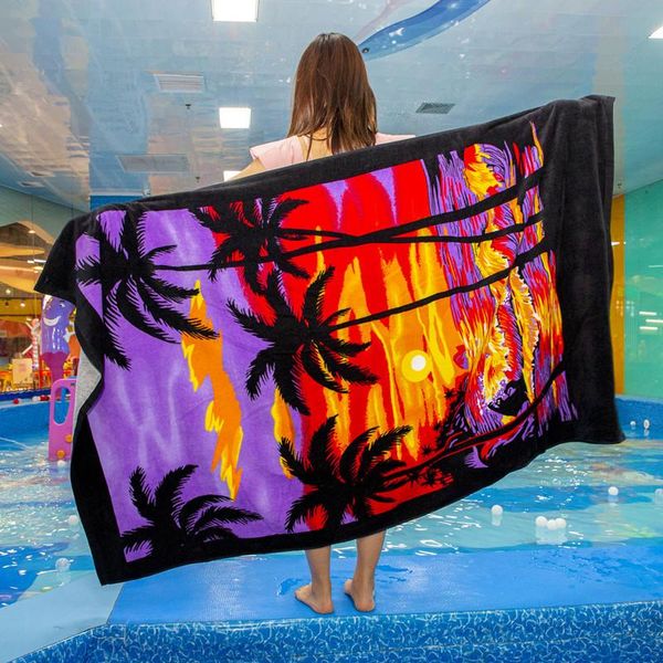 

100% cotton terry cut pile lengthened thick bath towel bathing cotton beach towel reactive printing soft 180*105cm