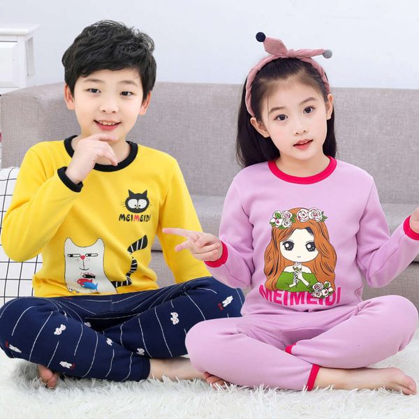 

with cashmere in pajamas 2020 children's autumn clothing, Blue;red