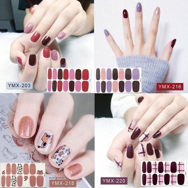 

stickers & decals lamemoria 14tips nail wraps decoration for beauty art plain self adhesive shining, Black