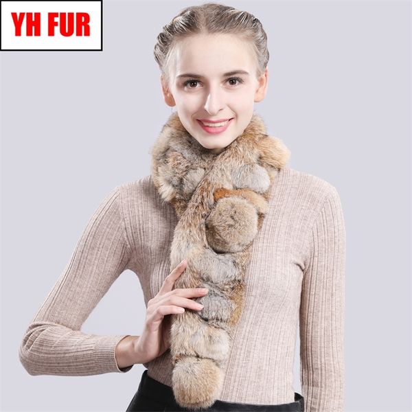 

winter warm soft real rabbit fur scarf women knitted natural real rabbit fur ring scarves real fur neckerchief 201218, Blue;gray