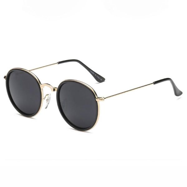 

Classics Vintage Round Sunglasses Men Brand Designer Sun Glasses Women Metal Frame Black lens Eyewear Driving Retro sunglass, White;black