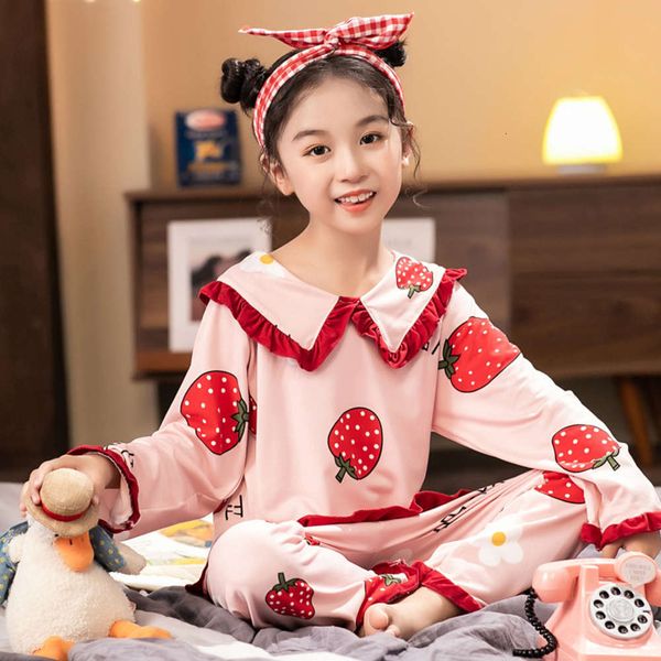 

sve 2020 long new pajamas spring and autumn girls cartoon air conditioning clothing children's home cloth baby suit, Blue;red