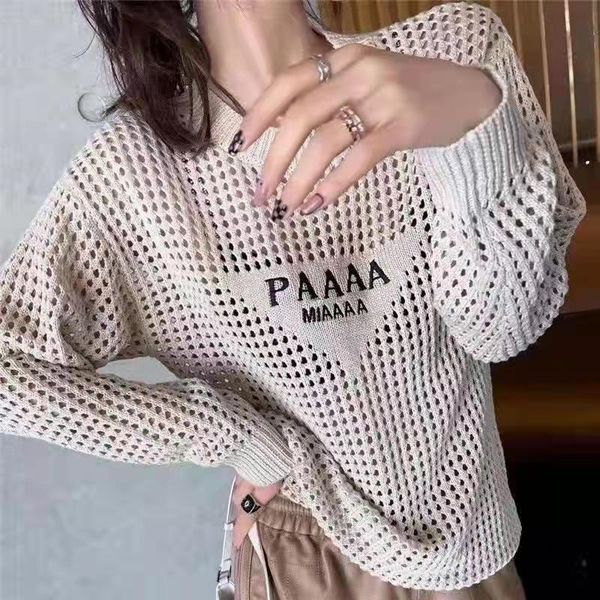 

women's sweater 2021 fashion designer women's knitting net red hollowed out front letter embroidery loose and comfortable personal, White;black