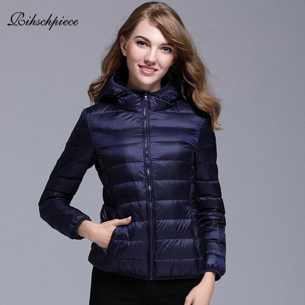 

rihschpiece 2020 spring ultra light womens down jackets duck down coat plus size 3xl hoodie puffer winter jacket rzf1461, Black