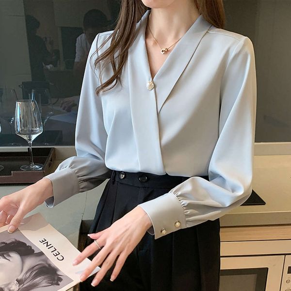 

new v-neck chiffon shirt for spring, White