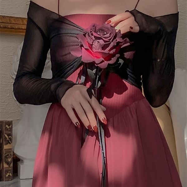 

2021 new all match 3 color strain mesh transparent base shirt v off shoulder long sleeve draw rope female blouse ieve, White