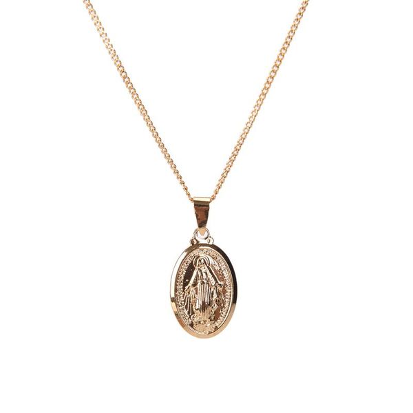 

chokers trendy virgin mary necklace gold color cross friendly environmental tag pendant necklaces for women jewelry, Golden;silver