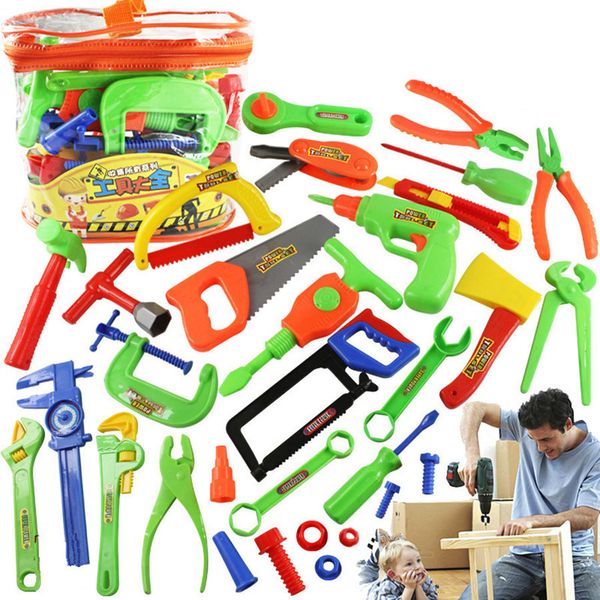 

32pcs/set baby tool toys early education kids pretend play house simulation repair kit power workshop engineer boys tools toys lj201009