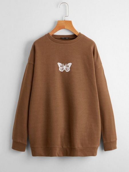 

butterfly print drop shoulder pullover p3oq#, White;black