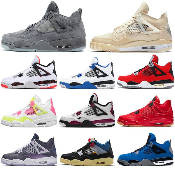 

2021 breathable jumpman 4 4s basketball shoes for men noir encore black cat bred lightning women mens trainers sports sneakers 36-47