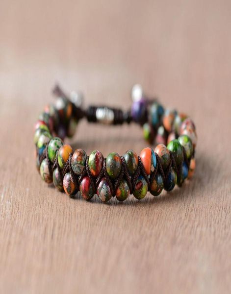 

уникальный натуральный камень завязывания браслетов ручной работы bohemia string плетеный браслет мода ювелирные изделия dropshipping уникал, Golden;silver