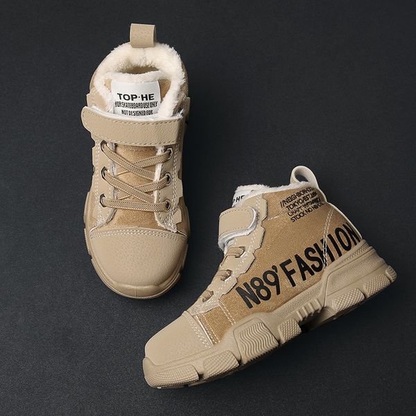 

winter 2020 children's shoes personalized magic stick high sports shoes plush thermal trend board shoes c1212, Black;white