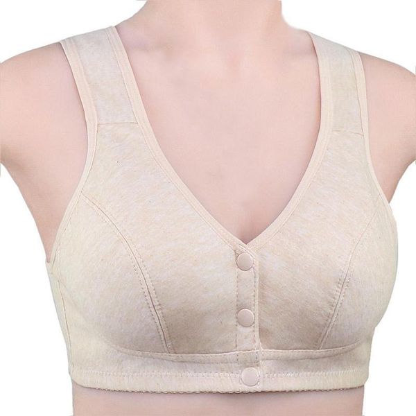 

new cotton vest-type middle-aged and elderly bra color large size without steel ring front button underwear, Red;black