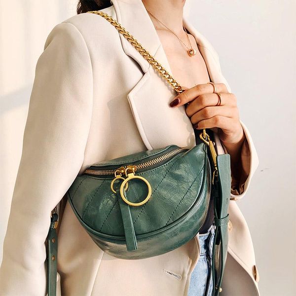 

leather diagonal chest bag ladies fashion design saddle bag european and american fan casual wild cowhide wine red shoulder bag female 406