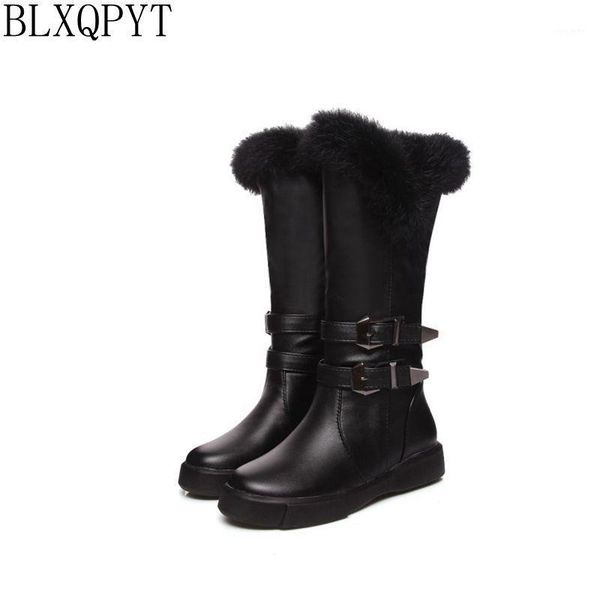 

blxqpyt women warm snow boot russian winter mid& long boots knee-high heels boots easy wear shoes woman big size 34-43 9777-61, Black