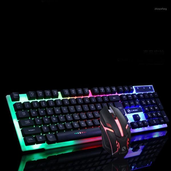 

gaming keyboard and mouse set led backlight keyboard 1600dpi wired mouse optical gaming set for lapcomputer pc gamer 20j41