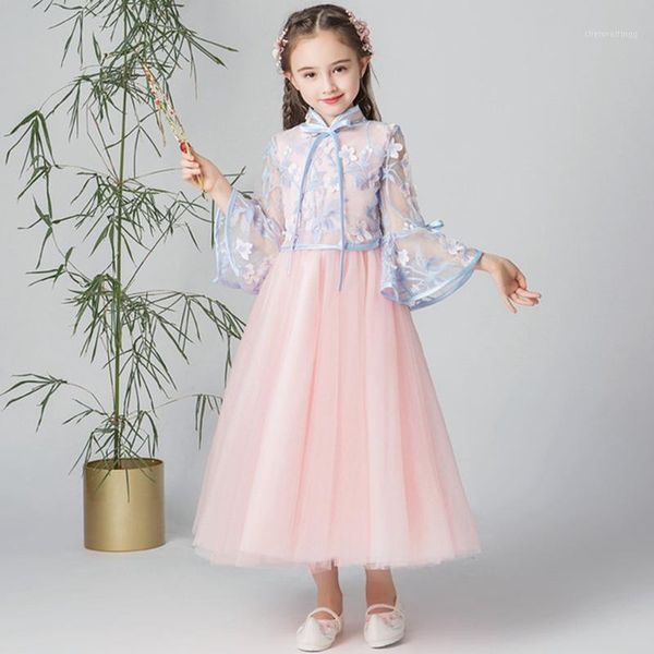 

new arrival summer style girl improved hanfu skirt new girls costume super fairy chinese style fairy princess qipao dress1, Red