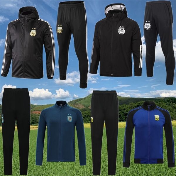 

20 21 argentina windbreaker jackets tracksuit training suit football survetement 2020 2021 messi football sports jacket suit training suit, Black