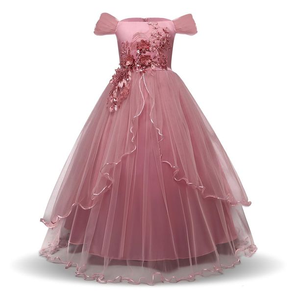 

latest cute bateau flower girls birthday dresses ball gown zipper back sleeveless with bow sashes kids girls pageant gowns, White;blue