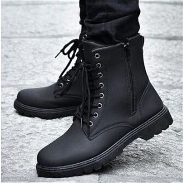 

fashion 2021 new female leather with high shoes autumn style lace up to men's yellow black boots lvqf
