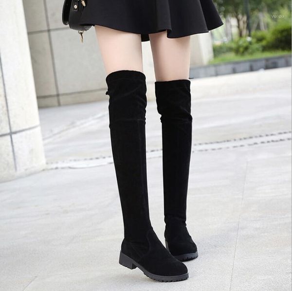 

boots women shoes woman fashion flat black over the knee 2021 autumn slim comfortable non-slip1