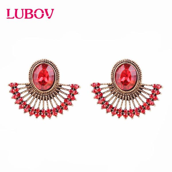 

stud lubov 7 colors crystal red/green/jet stone earrings piercing trendy women jewelry gift for christmas party, Golden;silver