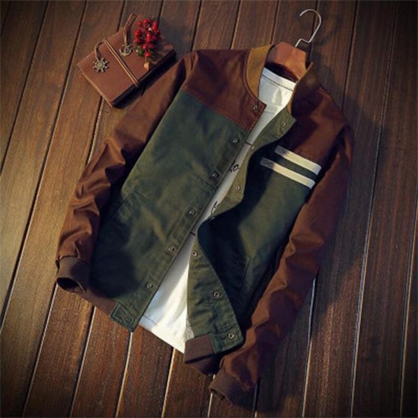 

men's jackets autumn mens coats fashion slim clothes coat casual male outerwear baseball uniform spring windbreaker, Black;brown