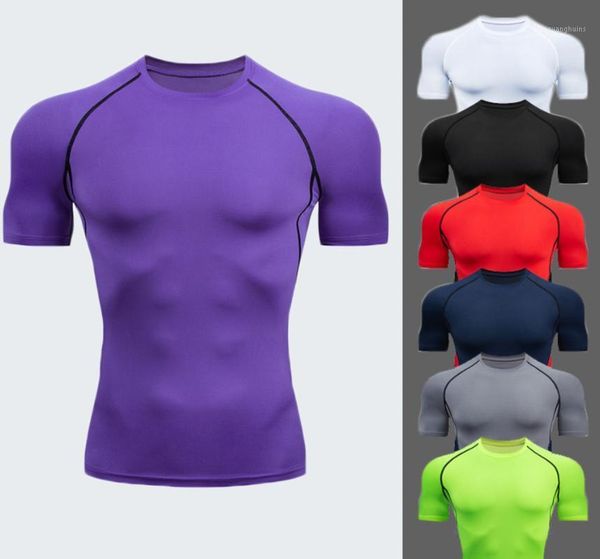 

running jerseys men's motion sport short sleeve fitness t-shirt solid color elastic force quick-drying basketball rendering t-shirt1, Black;blue